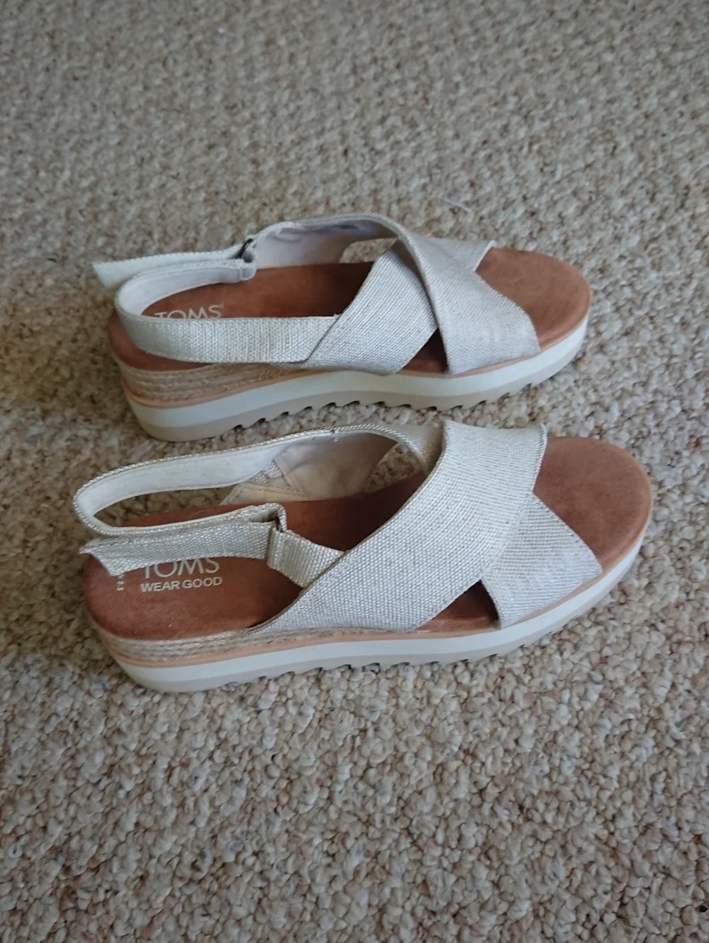 Toms Diana Crossover Cream Slingback Wedge Sandals size 8.5